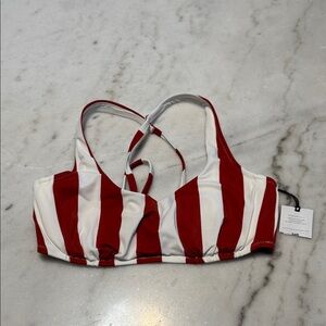 Shade & Shore White Bikini Top with Red Trim Accent